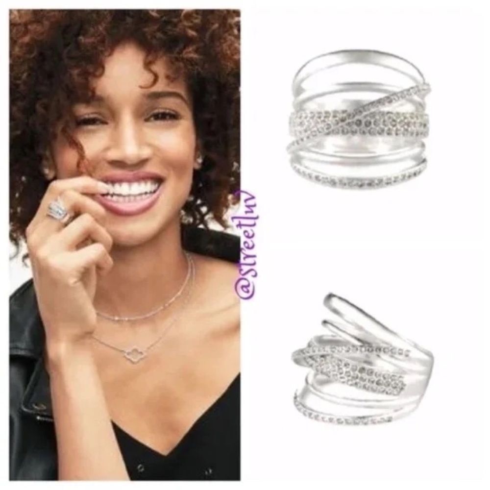stella & dot ~ pave orbital silver ring ~ size 9